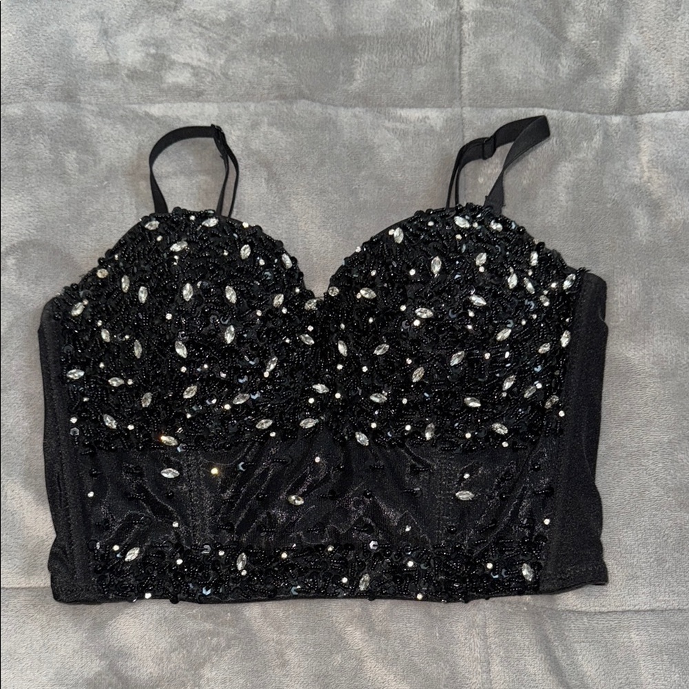 Windsor Black Embellished Bustier Camisole